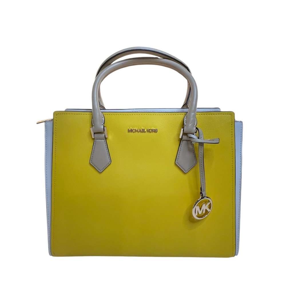 NWT Michael Kors HOPE Satchel Large Colorblock Yellow/White/Tan